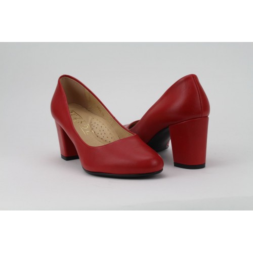 DUZSOL piros magassarkú bőr női cipő